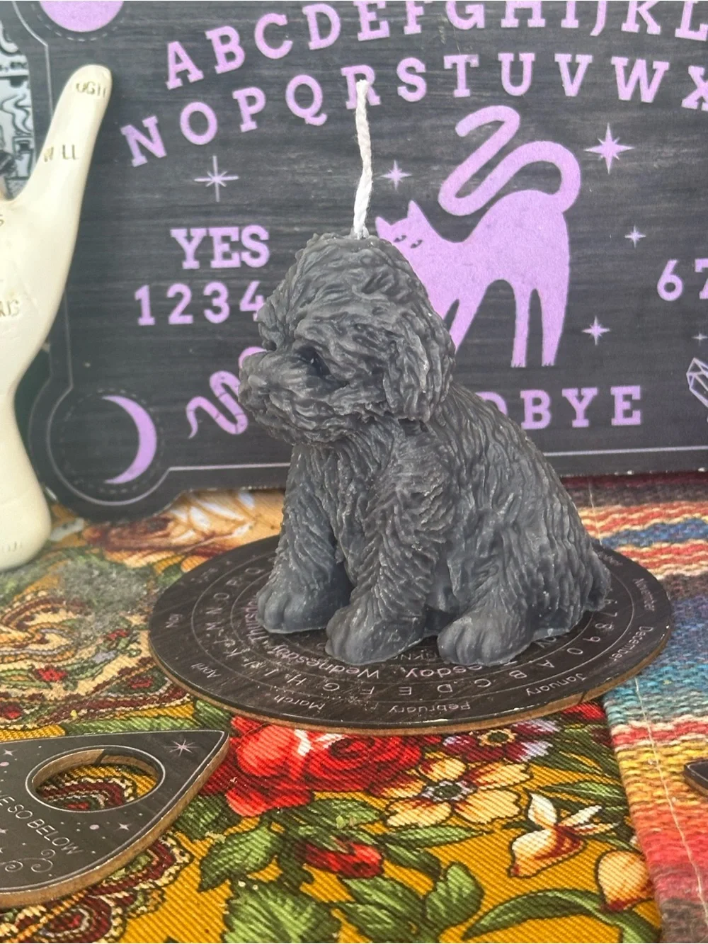 Handmade Grey Puppy Candle | Dog Lover Gift | Cute Puppy Altar & Home Decor